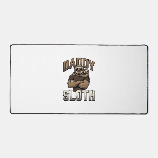 お父さんナマケモノの面白い家族ビンテージ風彫刻Tシャツ_1 デスクマット (正面)