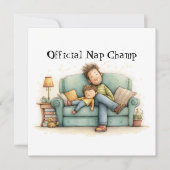 お父さん仮眠チャンピオン 父の日 フラット グリーティング カード (正面)