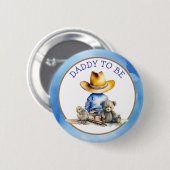 お父さん可愛いカウボーイ |赤ちゃんシャワー 缶バッジ (正面&裏面)