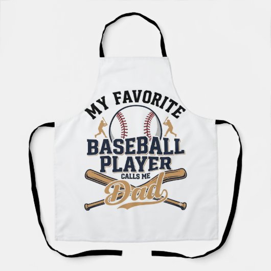 お父さん大好き野球選手ビンテージTシャツデザイン エプロン (正面)