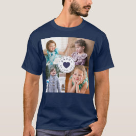 お父さん大好き!子供たちの写真4枚コラージュ Tシャツ