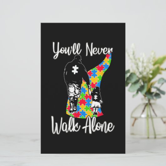 お父さん娘の自閉症は、1人で歩くことは決してない 便箋 (スタンド正面)