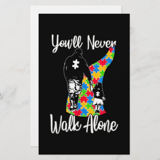 お父さん娘の自閉症は、1人で歩くことは決してない 便箋 (正面/裏面)