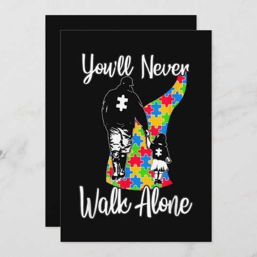 お父さん娘の自閉症は、1人で歩くことは決してない 招待状 (正面/裏面)