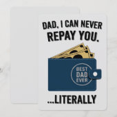お父さん、いつか恩を返すね Funny Father's Day 招待状 (正面/裏面)