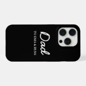 お父さん 現代の子供の名前 父の日の黒 iPhoneケース (裏面横)