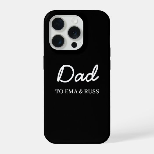 お父さん 現代の子供の名前 父の日の黒 iPhoneケース (裏面)