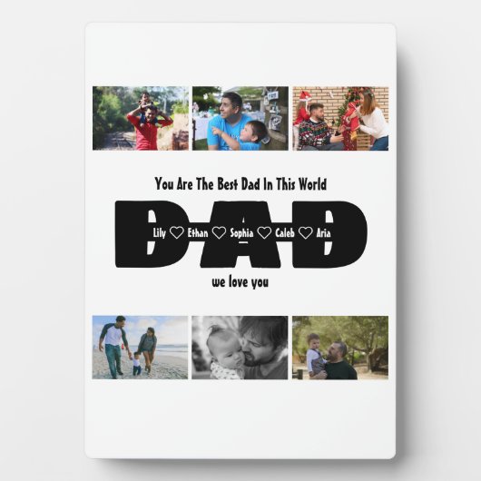 お父さん、私たち愛してる – 6枚の写真で作るコラージュ フォトプラーク (正面)
