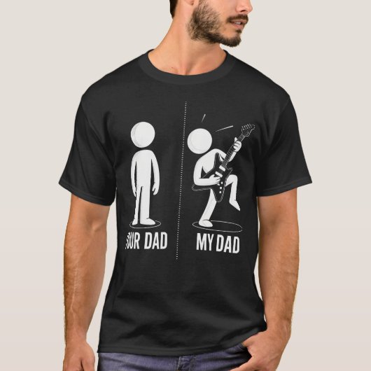 お父さん+私のお父さん+おもしろい+お父さん+音楽+ギター+プレーヤー+H Tシャツ (正面)