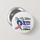 お父さん-私の兵士、私の英雄の愛国心が強いリボン 缶バッジ (正面&裏面)