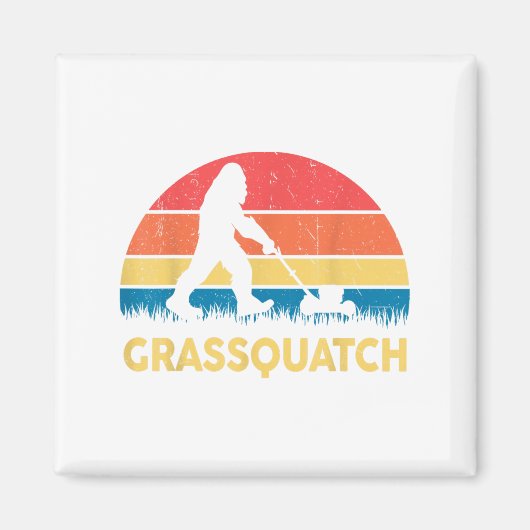 お父さん 芝刈り Grquatch ビッグフット 芝刈り機 贈り物 面白い マグネット (正面)