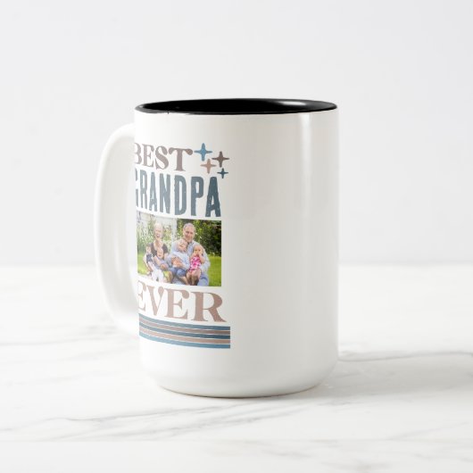 お父最高の様の日の写真コラージギフト ツートーンマグカップ (正面左)