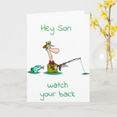 ***お父様の日おめでとう****息子様が大きなお父様を捕まえました!!! カード (黄色い花)