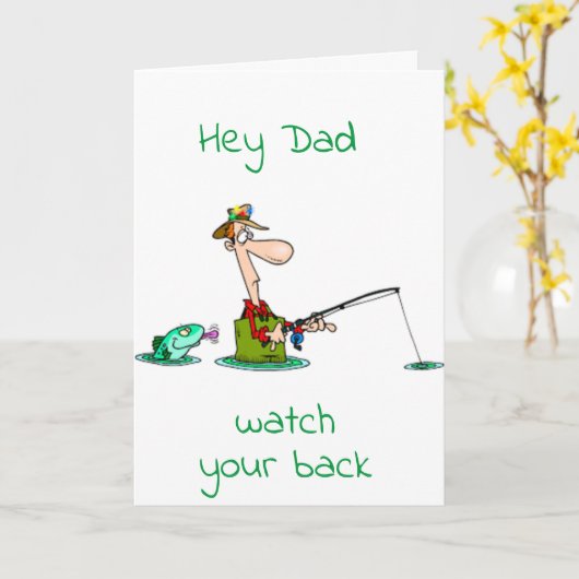 ***お父様の日におめでとう***パパが大きなお父様を捕まえる!!! カード (黄色い花)
