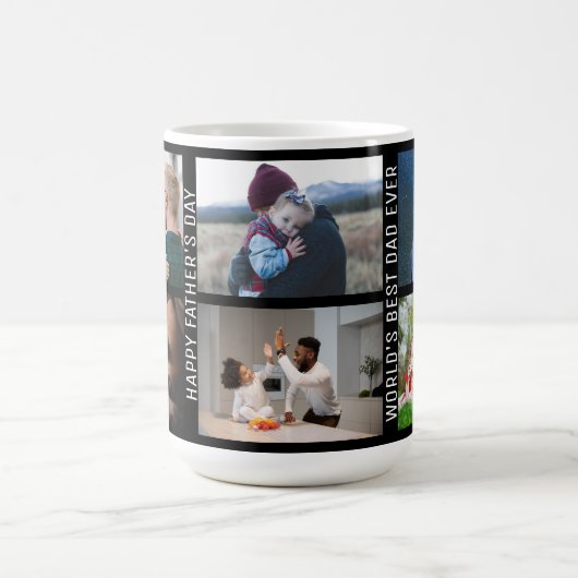 お父様の日のおめでとう最高のパパ、6回も写真のコラージュ コーヒーマグカップ (中央)