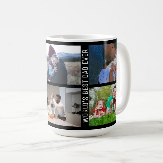 お父様の日のおめでとう最高のパパ、6回も写真のコラージュ  コーヒーマグカップ (正面右)