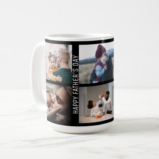 お父様の日のおめでとう最高のパパ、6回も写真のコラージュ コーヒーマグカップ (正面左)