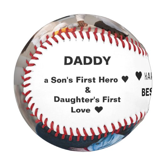 お父様の日のお幸せカスタム写真、引用文、名前 野球ボール (正面左)