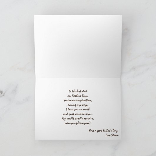 お父様の日の挨拶状におもしろい詩 カード (内部)