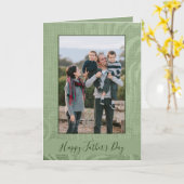お父様の日の緑のエレガント写真 カード (黄色い花)