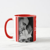 お父様の日2写真おめでとう赤と白 マグカップ (左)