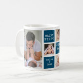 お父様の日、初めてお目出度うございます。フォトコラージュ海ブルー コーヒーマグカップ (正面左)