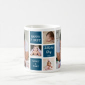 お父様の日、初めてお目出度うございます。フォトコラージュ海ブルー コーヒーマグカップ (中央)