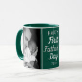お父様の日、幸せな2枚目の写真グリーン マグカップ (正面左)