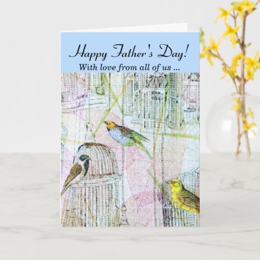 お父様の日 – 鳥 カード (黄色い花)