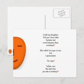 お猿さんと人間とバナナが面白いパパのジョーク 女の子 ポストカード (正面/裏面)