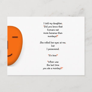 お猿さんと人間とバナナが面白いパパのジョーク 女の子 ポストカード