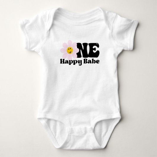 お生まれて１年目の誕生日 おめでとうベビーTシャツ ベビーボディスーツ (正面)