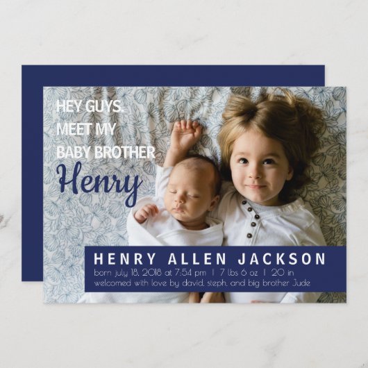 お生まれのお知らせ かわいい兄弟が生まれた 現代的 案内状 (正面/裏面)