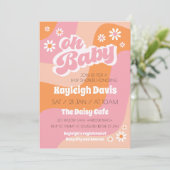 お生まれ変わりレトロ・グルーヴィー70年代ベイビーシャワー招待状 招待状 (スタンド正面)