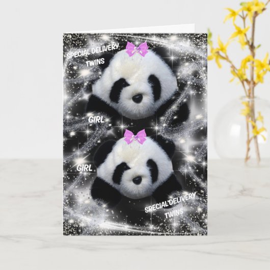 お産の双子おめでとう カード (黄色い花)