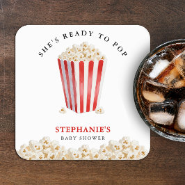 お産前にお祝いしよう！ポップコーンのベビーシャワーポップコーン スクエアペーパーコースター