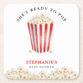 お産前にお祝いしよう！ポップコーンのベビーシャワーポップコーン スクエアペーパーコースター (正面)