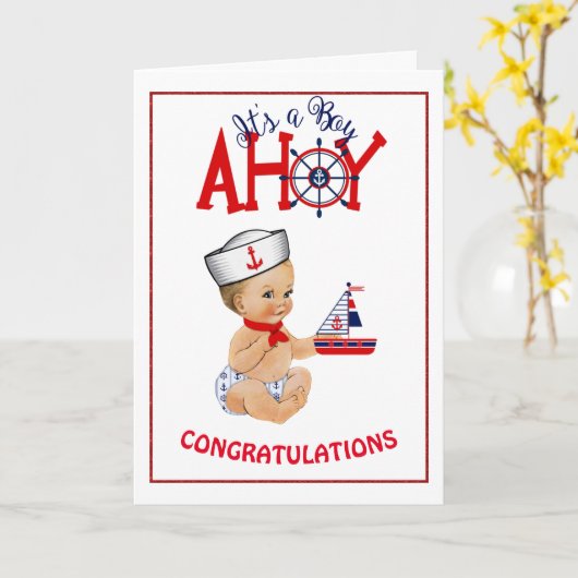 お男の赤ちゃん カード (黄色い花)