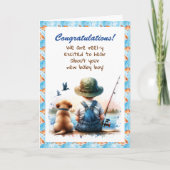 お男の赤ちゃん | 魚釣りをテーマ カード (正面)