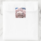 お疲れ様!ステッカーピンク花 スクエアシール (バッグ)