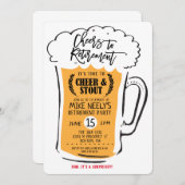 お疲れ様！引退祝いのビール 引退のお誘い 招待状 (正面/裏面)
