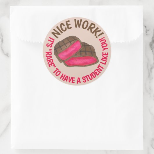 お疲れ！ステーキのような学生がいるのは珍しい ラウンドシール (バッグ)