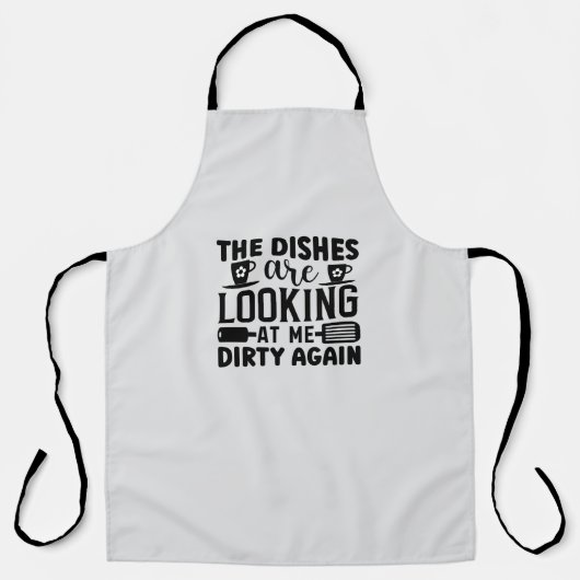 お皿が私を再び掃除の汚れ見おもしろいている エプロン (正面)