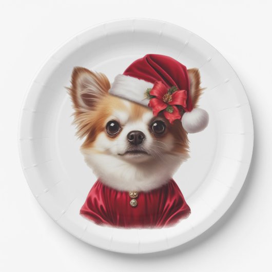 お皿 |クリスマスチワフアサンタホリデーパーティー ペーパープレート (正面)