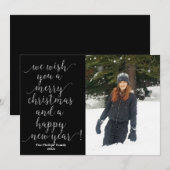 お目出しクリスマスブラック金ゴールドフォトカード シーズンカード (正面/裏面)