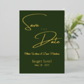 お知らせの日付 緑 エレガント 箔招待状 (立ち正面)