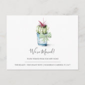 お知らせカードの水色サボテン ポストカード (正面)