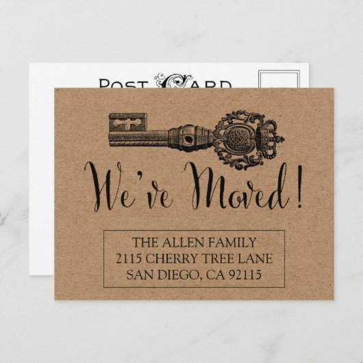 お知らせポストカードの移動 – ヴィンテージ鍵 案内ポストカード (正面/裏面)