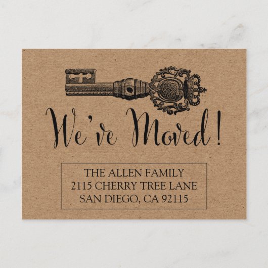 お知らせポストカードの移動 – ヴィンテージ鍵 案内ポストカード (正面)