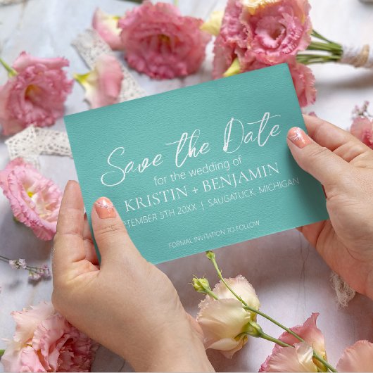 お知らせ保存日発表（ターコイズ） 招待状